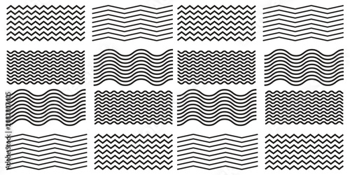 фотографія Set wavy lines. Wave ornament pattern. modern
