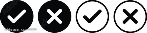 Photos Black cross and check mark icon set