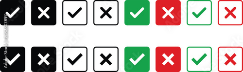 Canvastavla Cross and check mark icon mega set