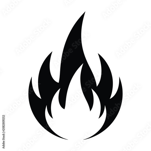 Quadro su tela Black flame icon symbol fire burning