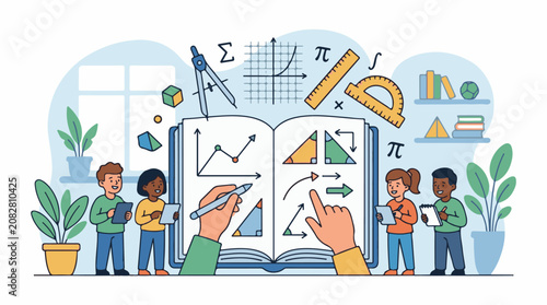 Children learn mathematics with educational tools and diagrams
