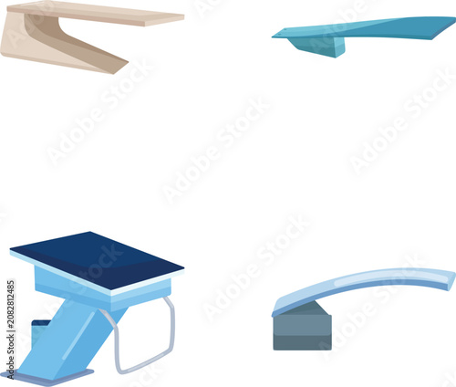 Swimming pool diving boards and starting blocks for sport and recreation activities