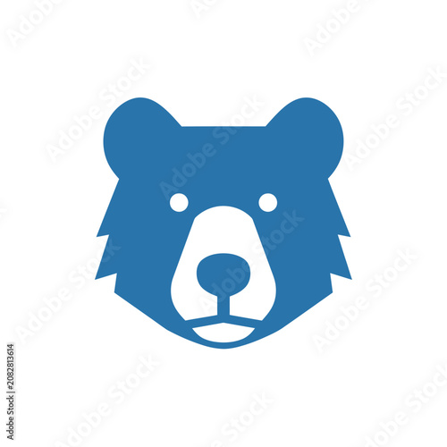 фотографія A minimalist blue bear head icon with a geometric design, featuring rectangular