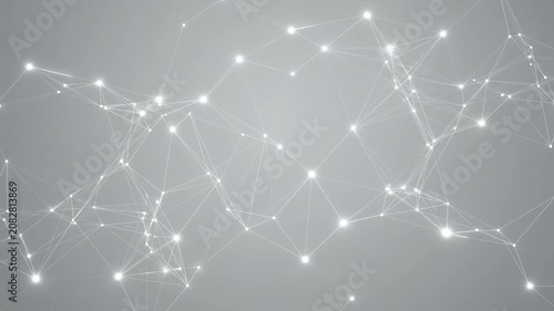 Delicate white plexus network lines on light grey background.