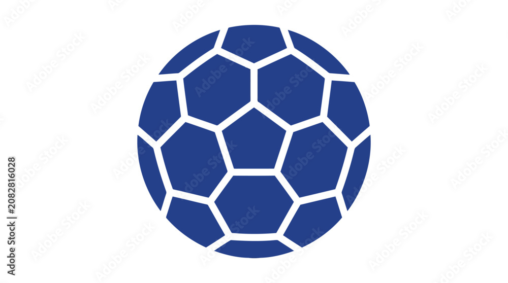Naklejka premium Vector illustration of blue and white soccer ball on plain background minimal design