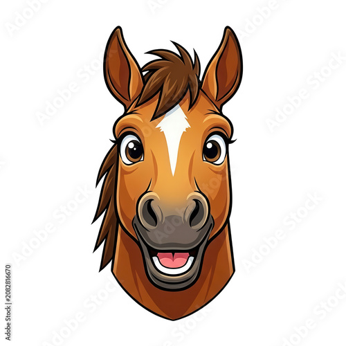 Cartoon Horse Head Smiling Transparent Background