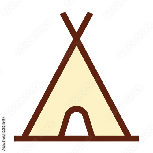 Teepee tent icon brown beige camping symbol