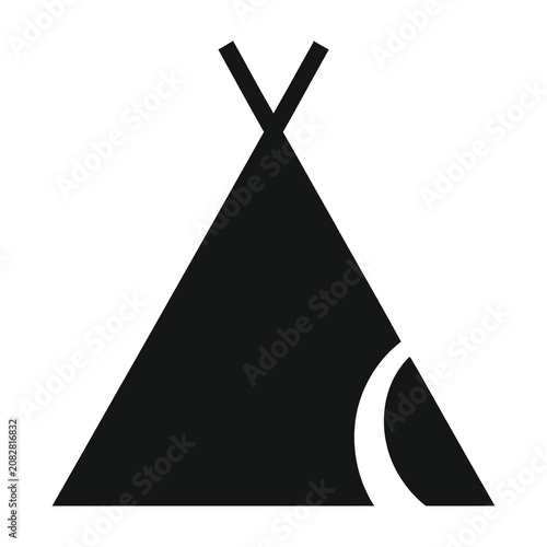 Black silhouette of a teepee tent on white background
