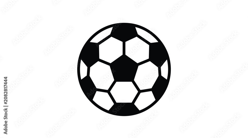 Fototapeta premium Vector illustration of a black and white soccer ball icon on white background