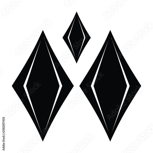 Black diamond shapes with white outline on white background