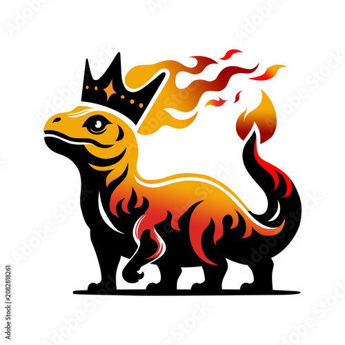Fire Lizard King with Crown Illustration