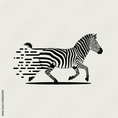 Dynamic running zebra with dissolving stripes.