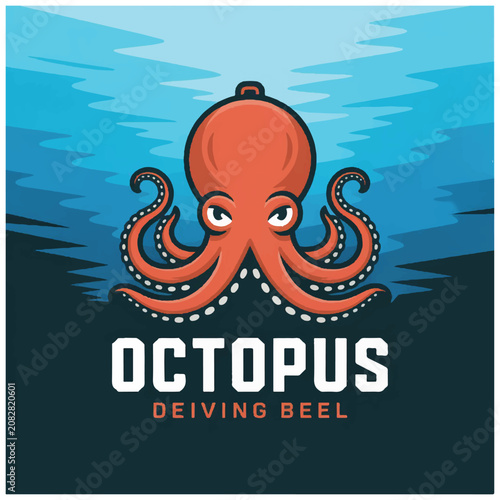 Octopus with big eyes underwater.