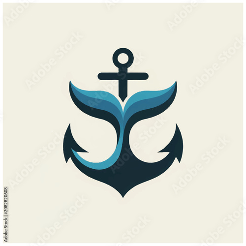 Nautical Anchor with Whale Tail Fusion Logo.