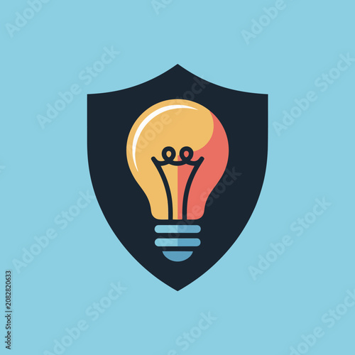 Shield with light bulb icon protection.