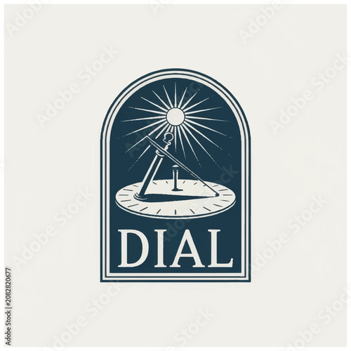 Vintage sundial with sun rays.