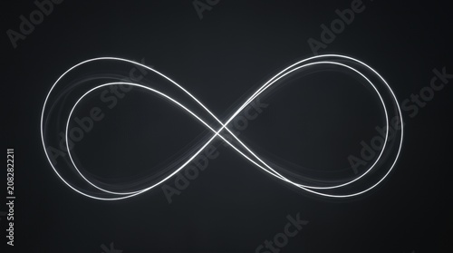 Minimalist infinity symbol made of white light lines.