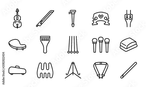 Obraz na plátně Vector Icons: Musical Instruments, Accessories, and Parts for String and Wind In