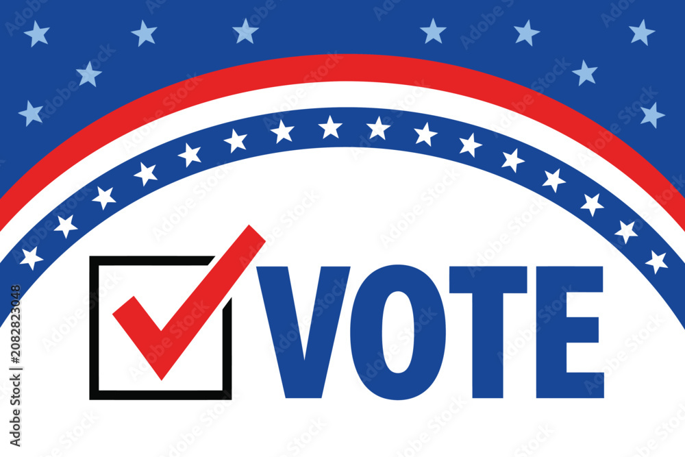 Obraz premium Patriotic Vote Concept with Red Checkmark and Stars and Stripes for Election Day Awareness