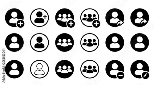 Collection of sixteen circular emoji icons depicting various facial expressions and emotions.
