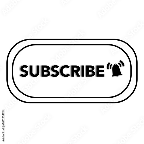 black and white Subscribe Button Icon 