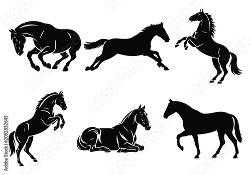 American Quarter Horse Silhouettes – 6 Elegant Equine Vector Poses