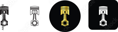 Bilde på lerret Internal combustion engine piston and connecting rod icon set for automotive mec