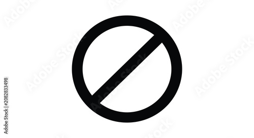 Fotografie Prohibited symbol with diagonal line black silhouette on a white background