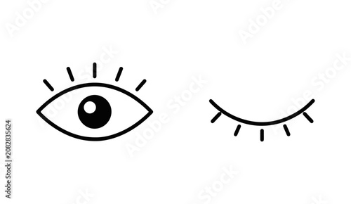 Open eye, Closed eye set. set icons on a white background