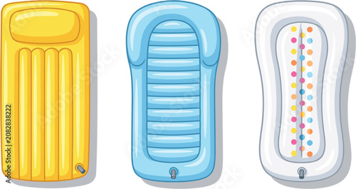 Obraz na plátně Inflatable pool air mattress set for swimming beach floating water lilo lounge v