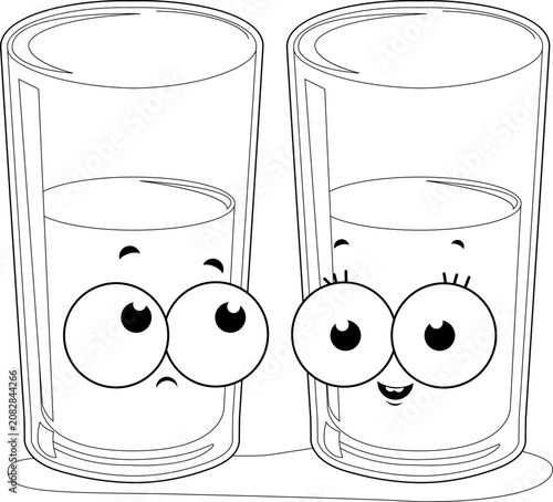Obraz na płótnie Cartoon glasses of water