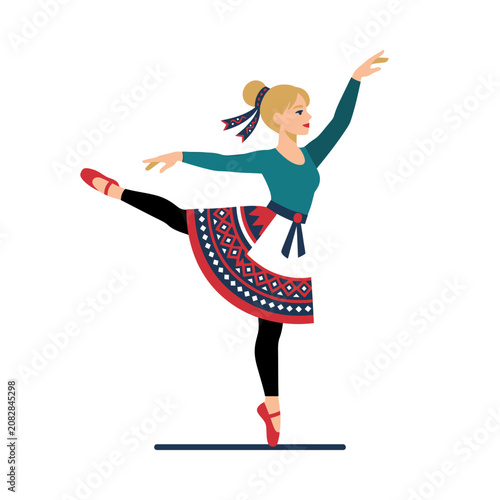 Woman in Dance Pose Illustration.