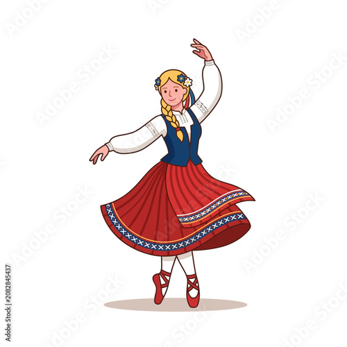 Woman in Traditional Folk Dance.