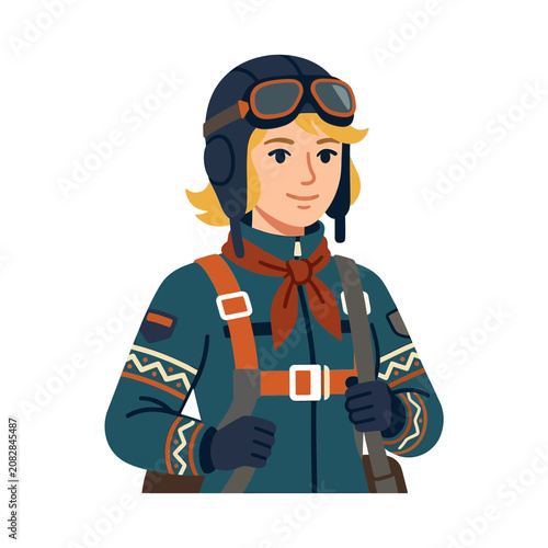 Woman Wearing Aviator Gear.