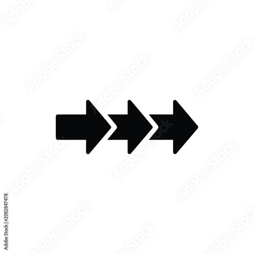 Foto Black and white featuring three horizontal arrows pointing to the right, isolate