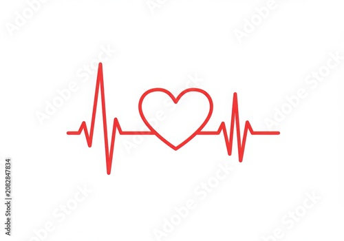 Red heartbeat line with heart symbol