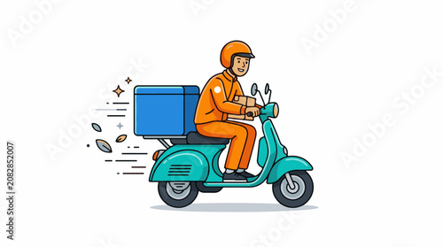 Delivery person on scooter carrying packages