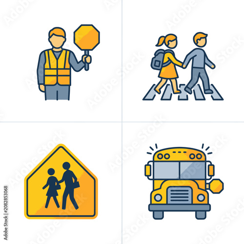 School crossing guard with children.