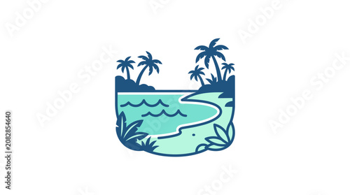 Tropical Island with Palm Trees.