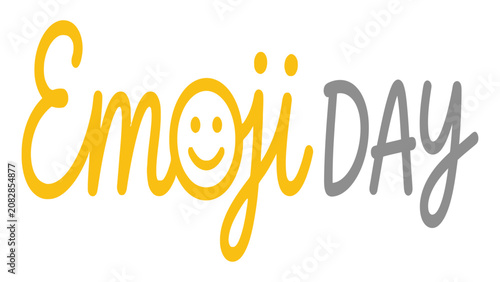 Konstfotografi Emoji Day text logo appears in yellow and grey script against a clean white backdrop