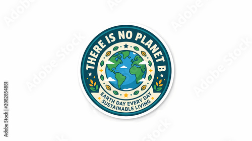 Circular Graphic Design Featuring Earth Illustration With Sustainable Living Text for Environmental Awareness and Global Conservation