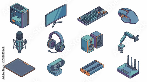 Flat Design Technology Devices and Equipment Collection.