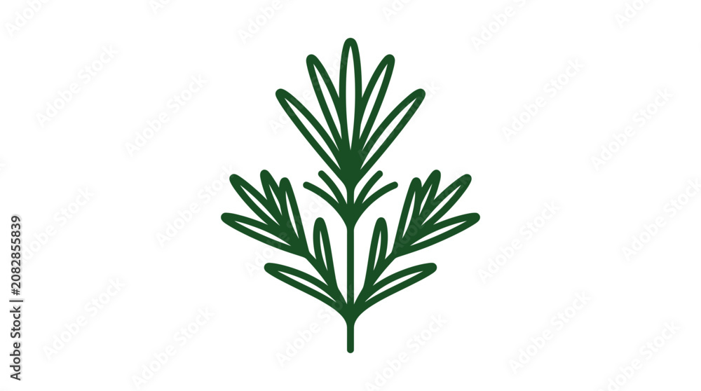Fototapeta premium Green Rosemary Sprig Icon - Minimalist Herb Illustration