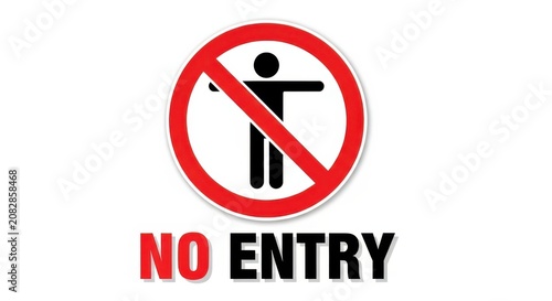 No Entry Sign With Silhouette Of Person Red And Black Vector Illustration