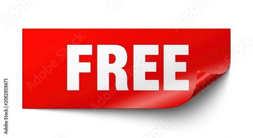 Red Label With free Text White Lettering Transparent Background