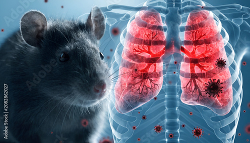 Rat and Human Lungs with Respiratory Virus Infection Concept