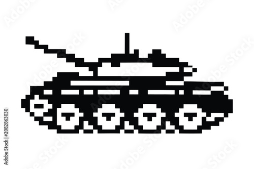 Abstract Monochrome Pixel Art Tank for Modern Retro Game Development