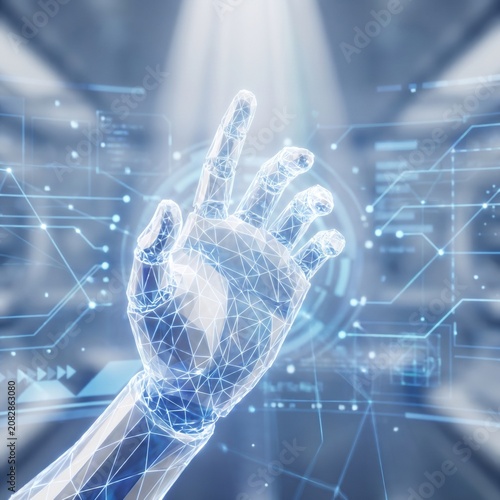 Mesh Robot Hand Abstract Background