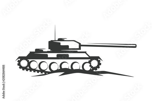 Creative Pixel Art Tank Silhouette Icon for Online Games and Army-related Branding