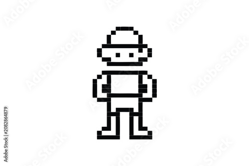 Monochrome Pixel Art Thief Silhouette for Game Interface and Dark Fantasy Genres